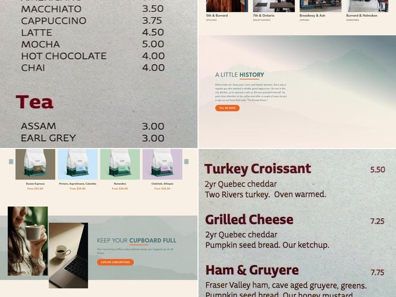 Elysian Coffee Broadway Menu