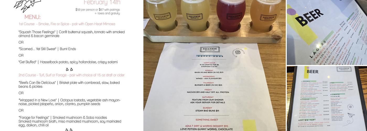 Vice & Virtue Brewing Co. Menu