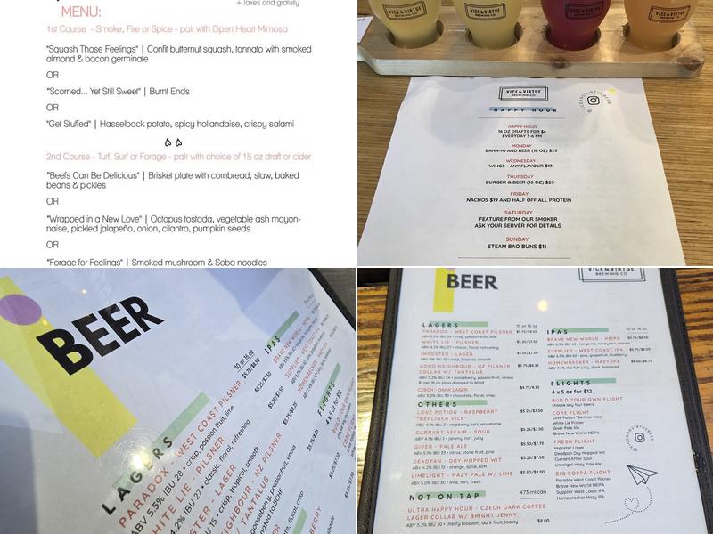 Vice & Virtue Brewing Co. Menu