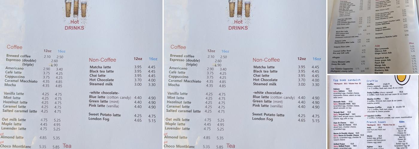 EGG BOMB Menu