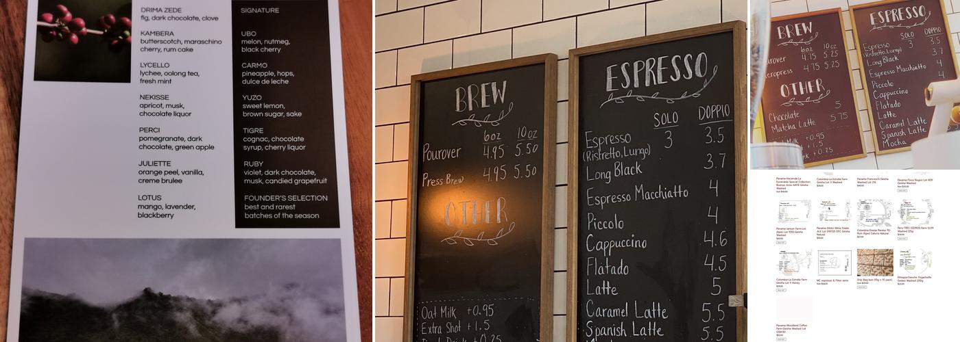 R Ki Coffee Lab Menu
