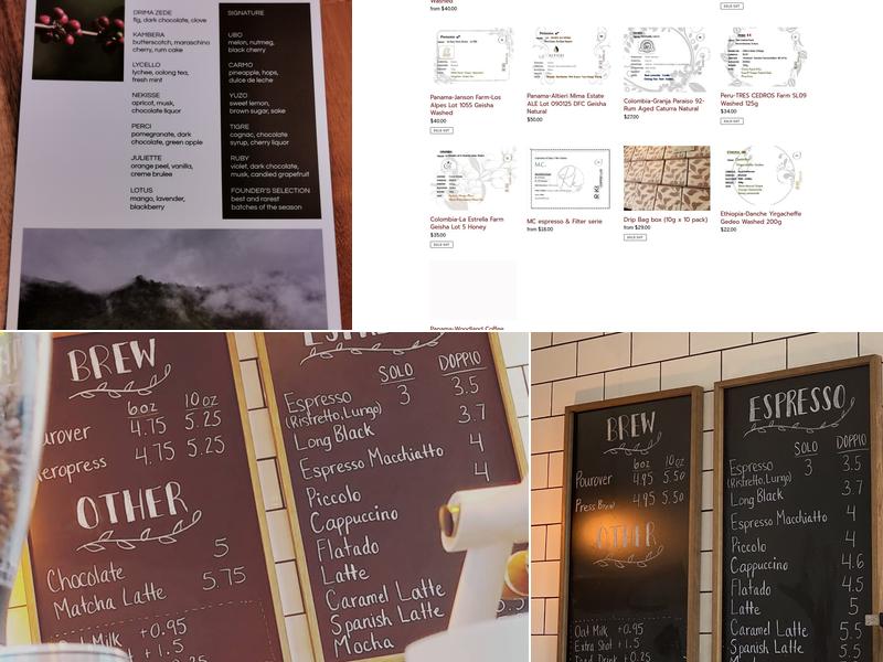 R Ki Coffee Lab Menu