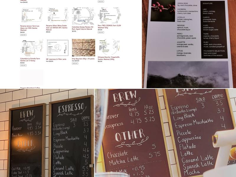R Ki Coffee Lab Menu