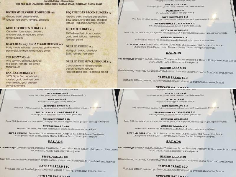 Uptown Bistro Menu