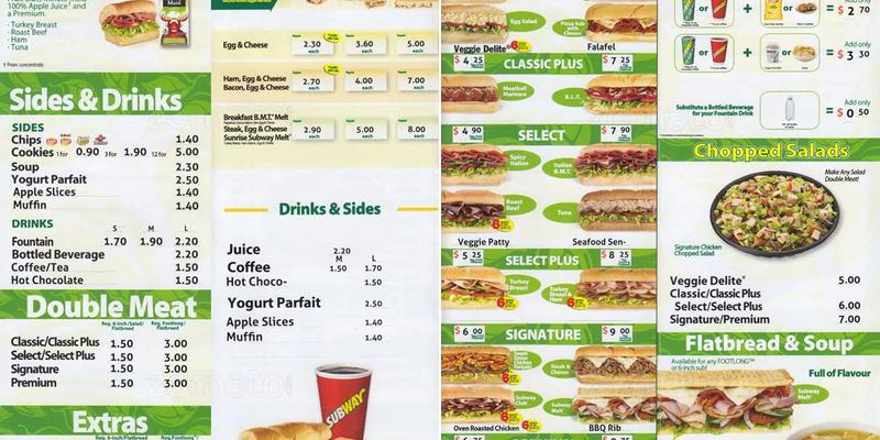 Subway Menu