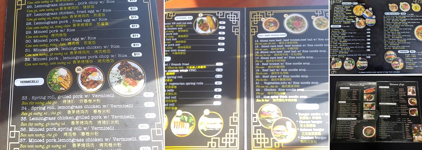 Valmont Cafe Menu