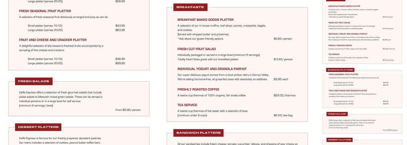 888 Caffè Express Menu