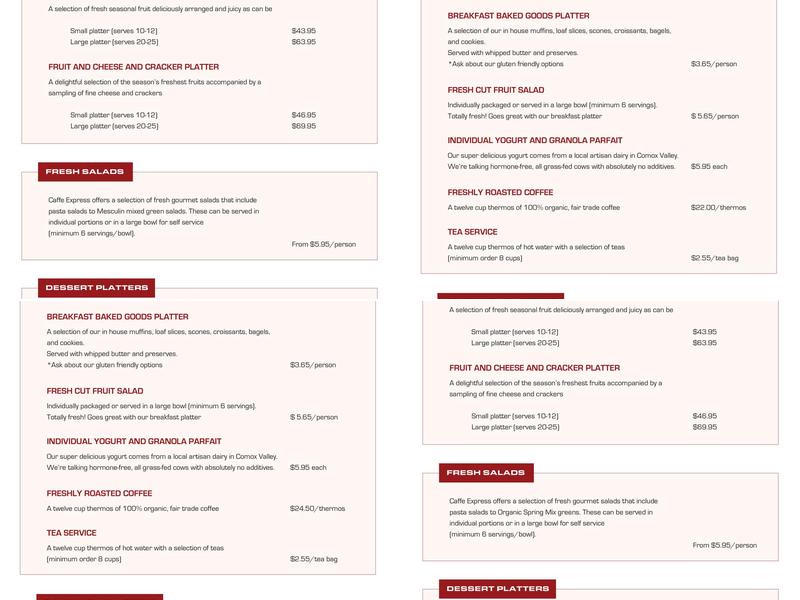 888 Caffè Express Menu