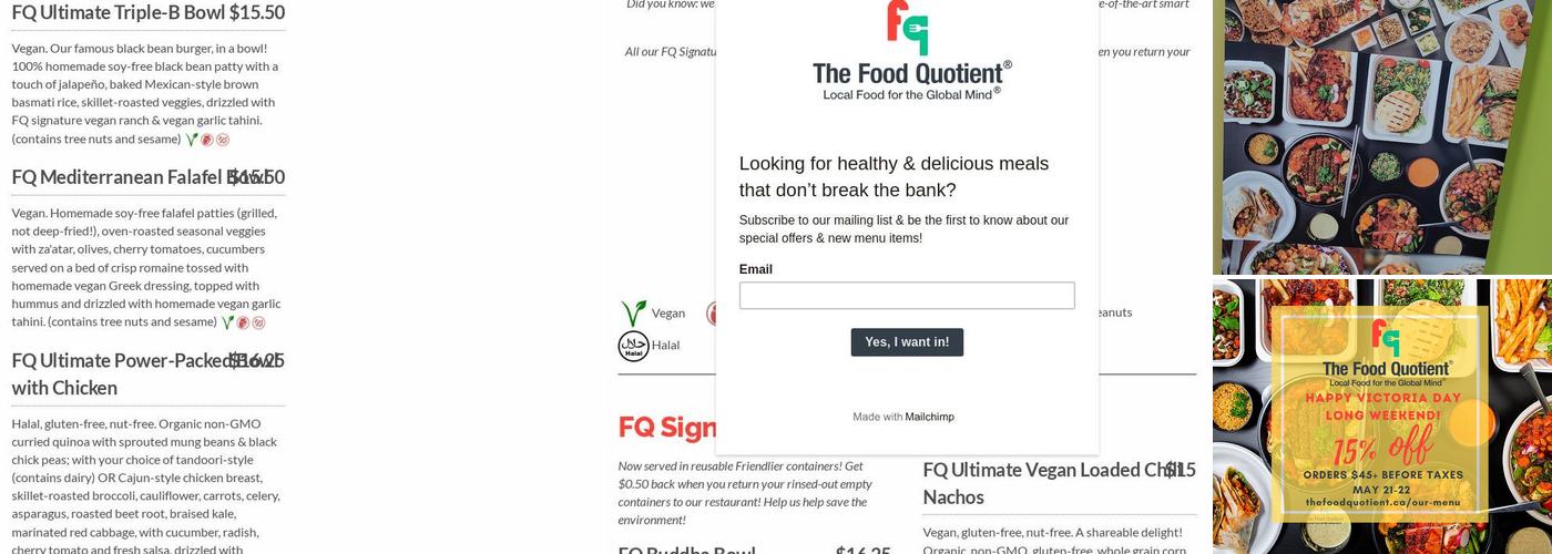 The Food Quotient Menu