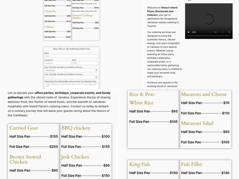 Stacy’s Island Flavor Restaurant and Caterers Menu