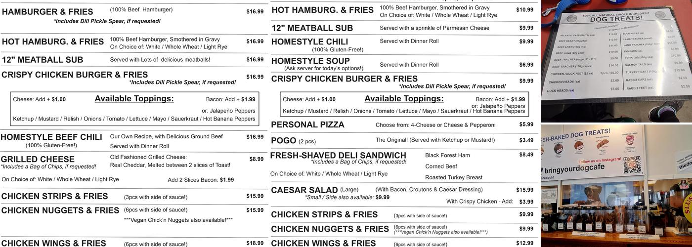 Bring Your Dog Cafe Menu