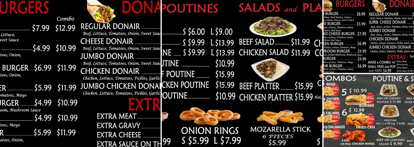 Yado Donair Menu