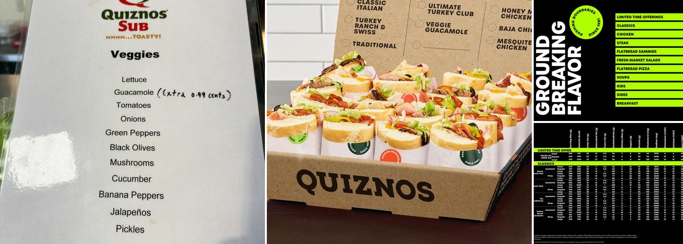 Quiznos Menu