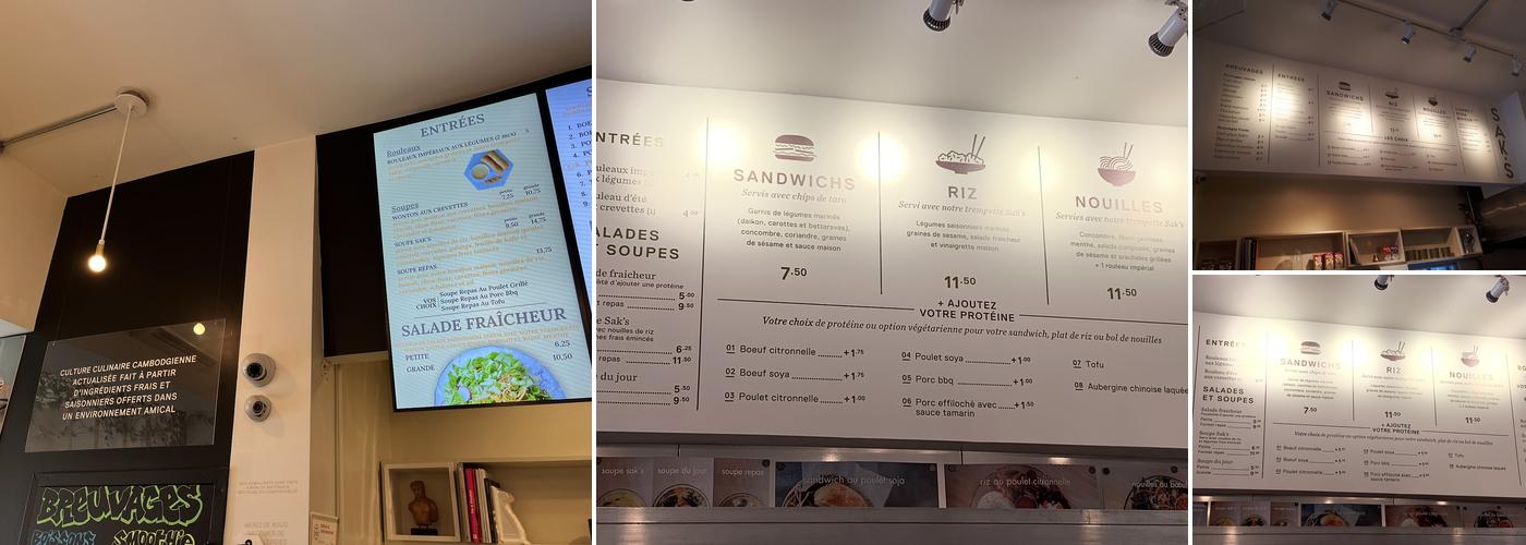 Sak's sandwicherie Menu