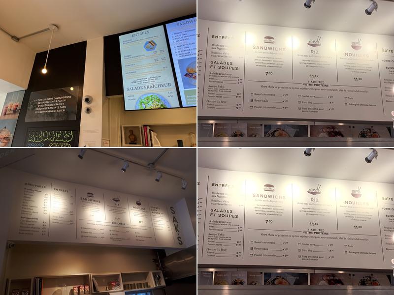 Sak's sandwicherie Menu