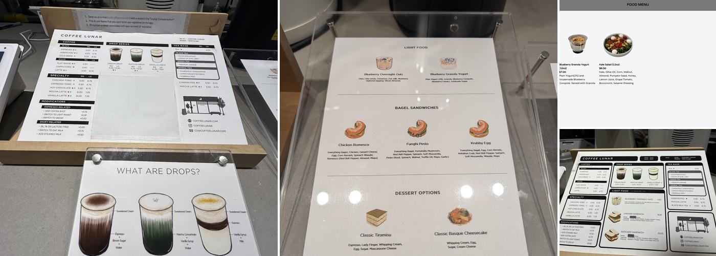 Coffee Lunar Menu