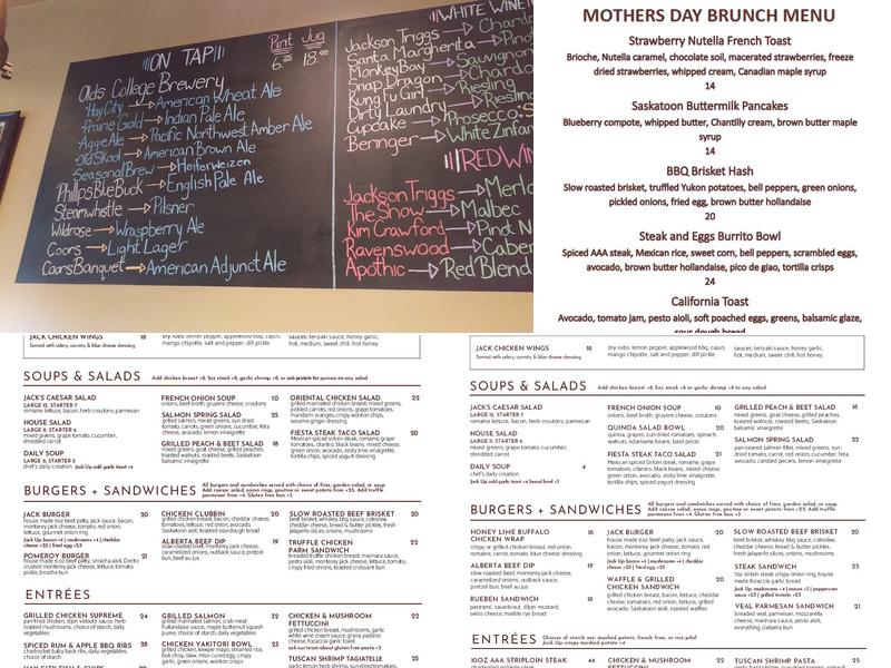 Just Jacks Menu