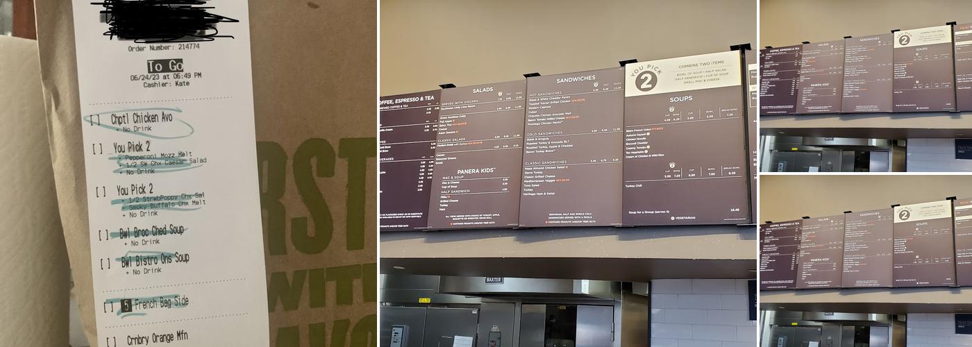 Panera Bread Menu