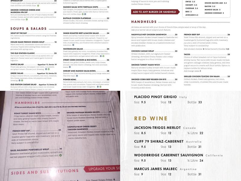 The Old Station Restaurant Menu