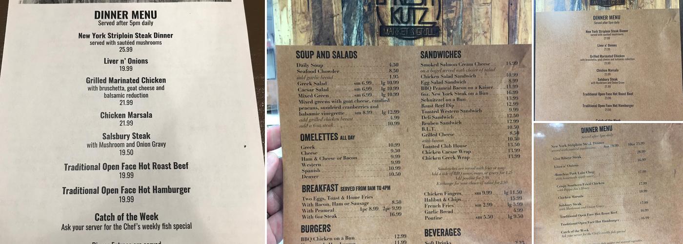 Fresh Kutz Market & Grill Menu