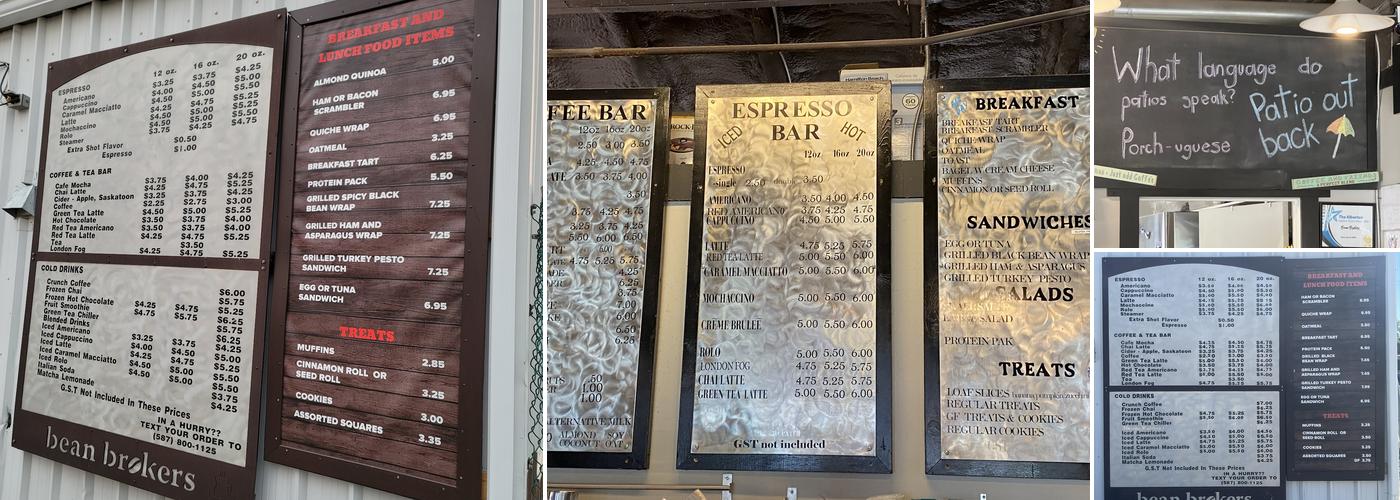 Bean Brokers Menu