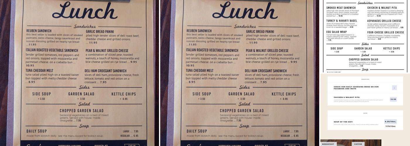 Sam's Percolator Menu