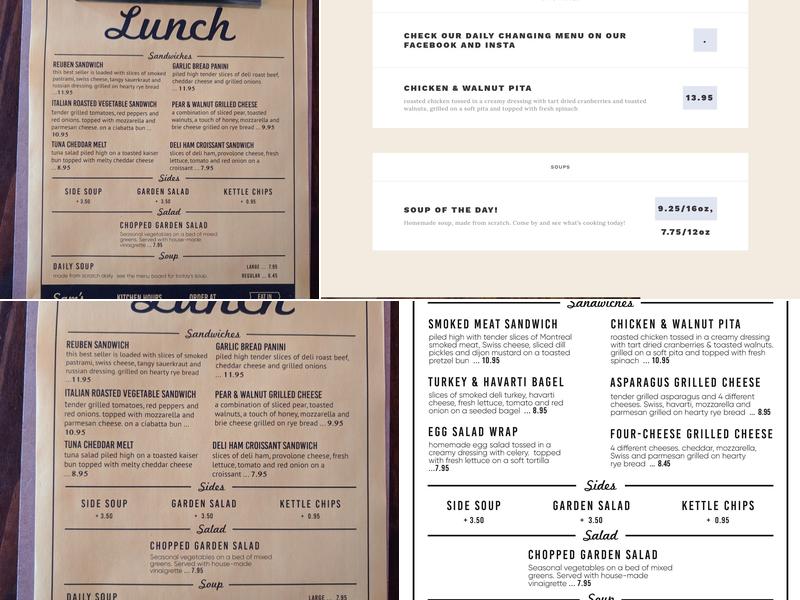 Sam's Percolator Menu