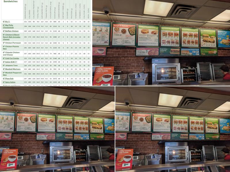 Subway Menu