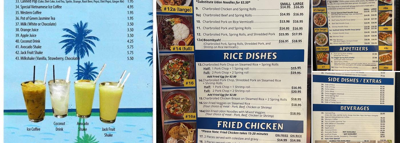 Vietnamese Noodle House Drumheller Menu