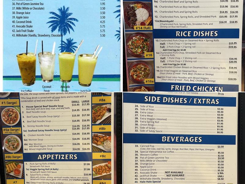 Vietnamese Noodle House Drumheller Menu