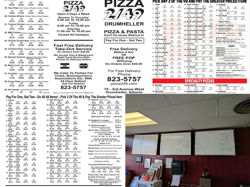 Pizza 249 Menu