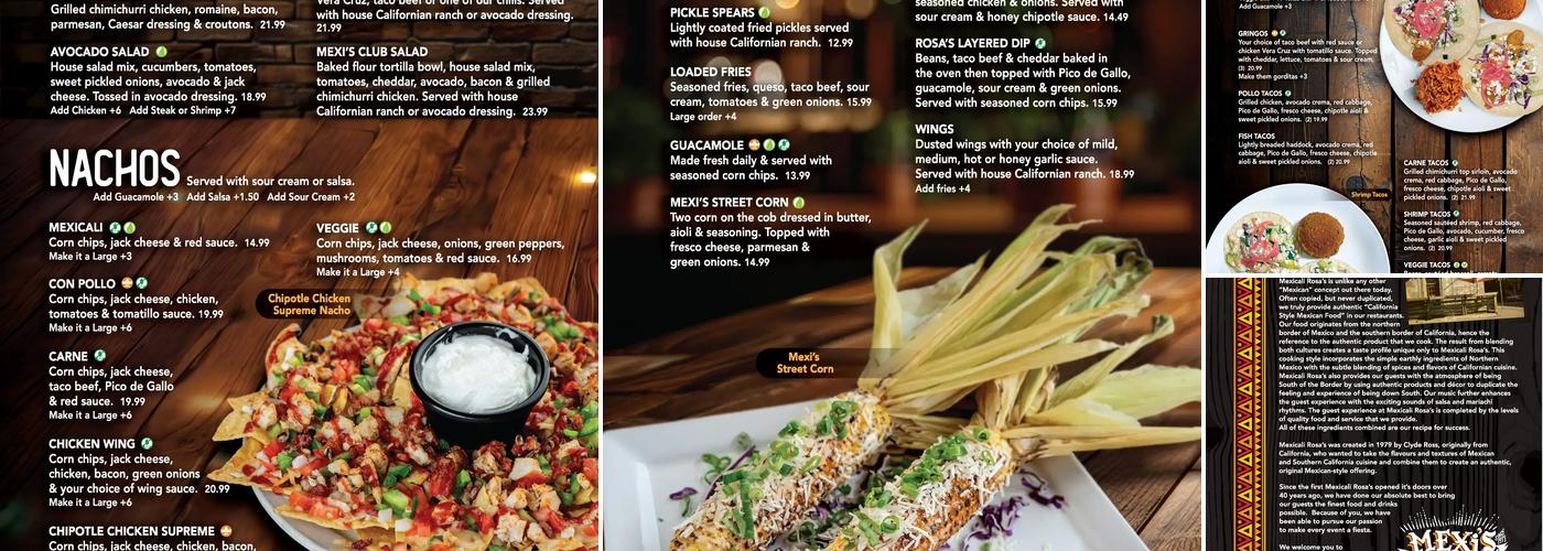 Mexicali Rosa's Menu