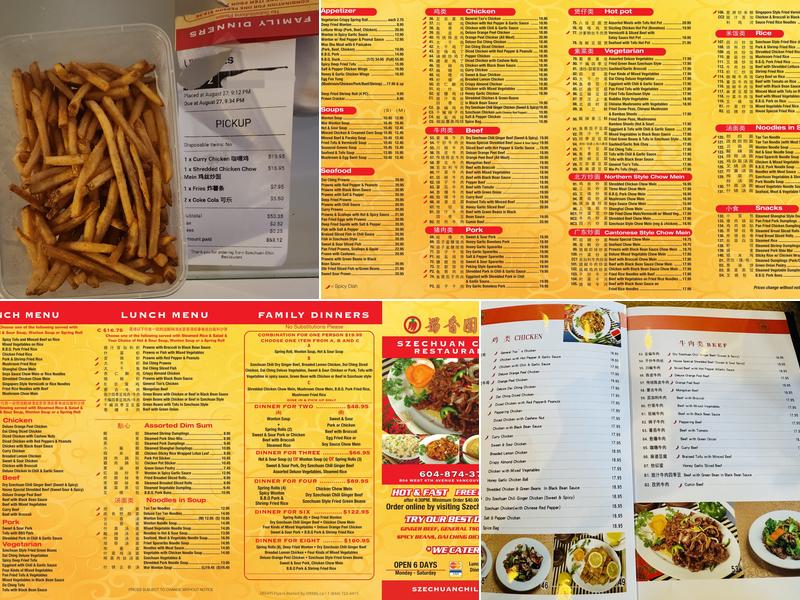 Szechuan Chili Menu
