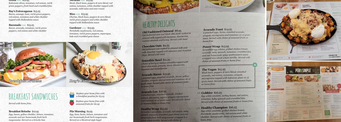 Pür & Simple Menu