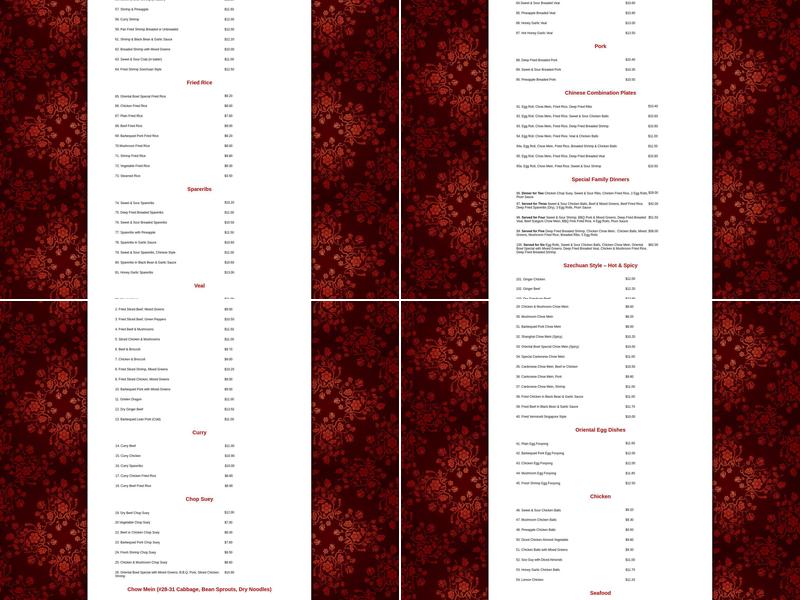 Oriental Bowl 天 Menu