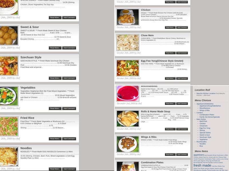 Manchu Kitchen Menu