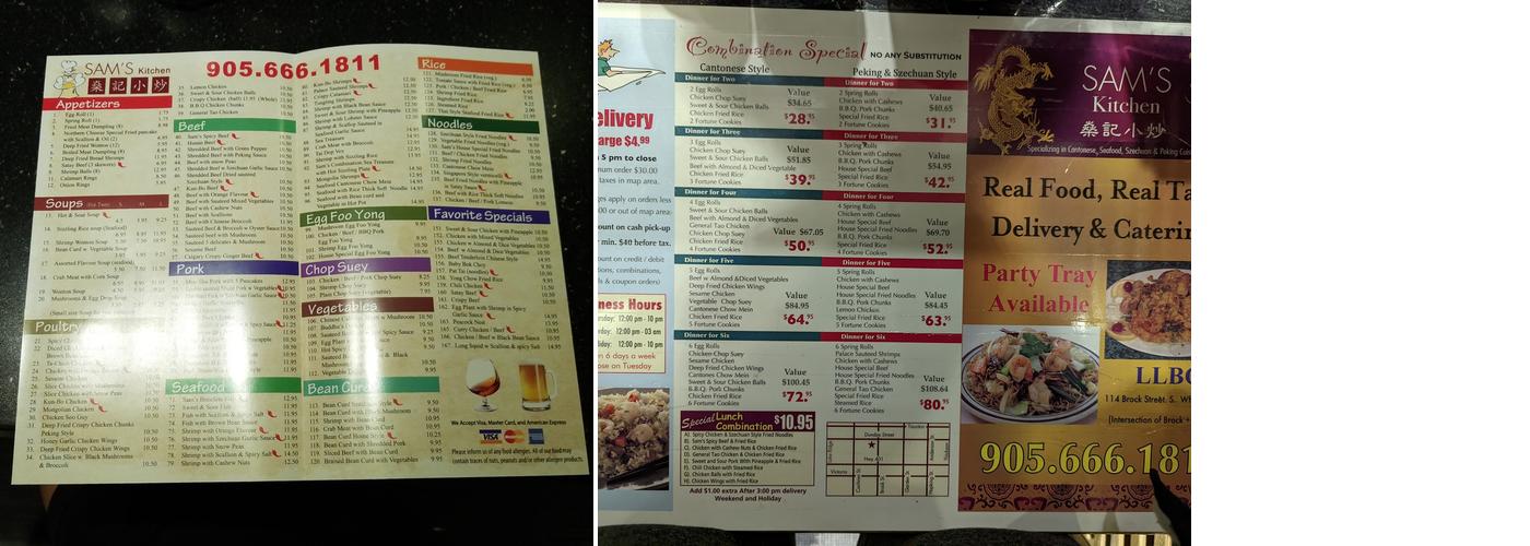 Sam's Kitchen Menu