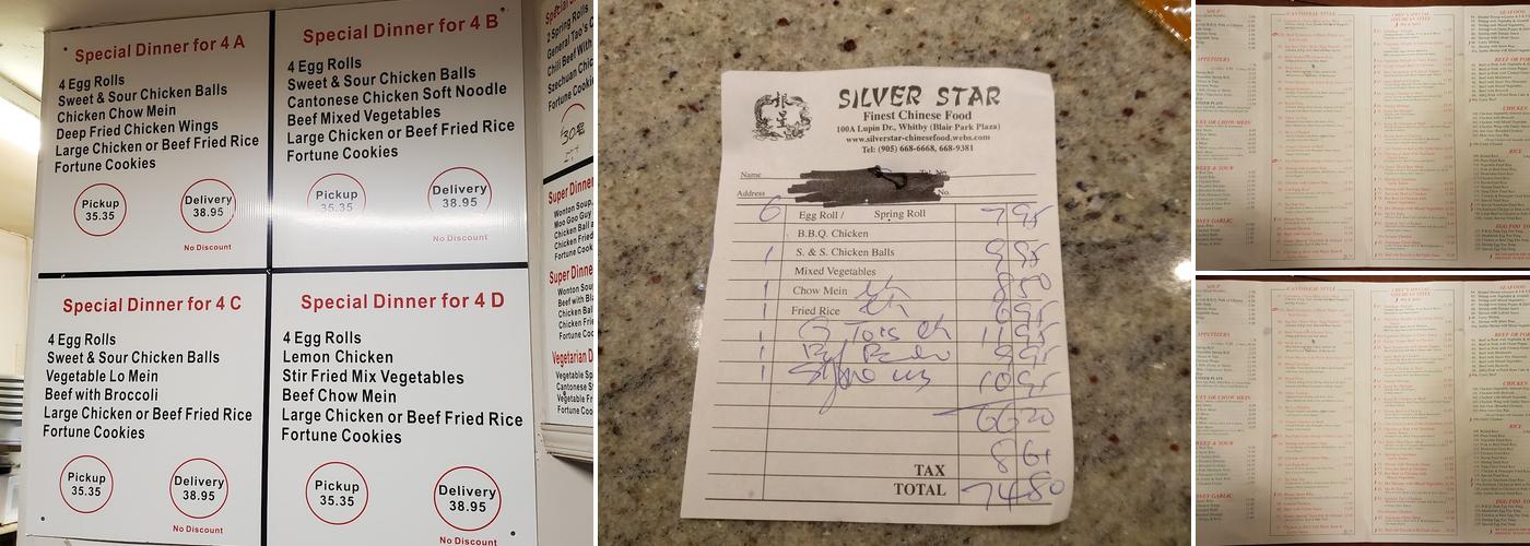 Silver Star Restaurant Menu