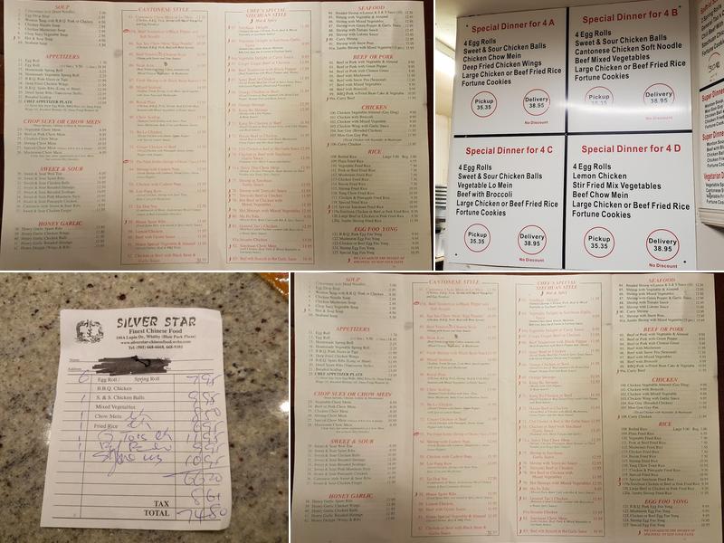 Silver Star Restaurant Menu