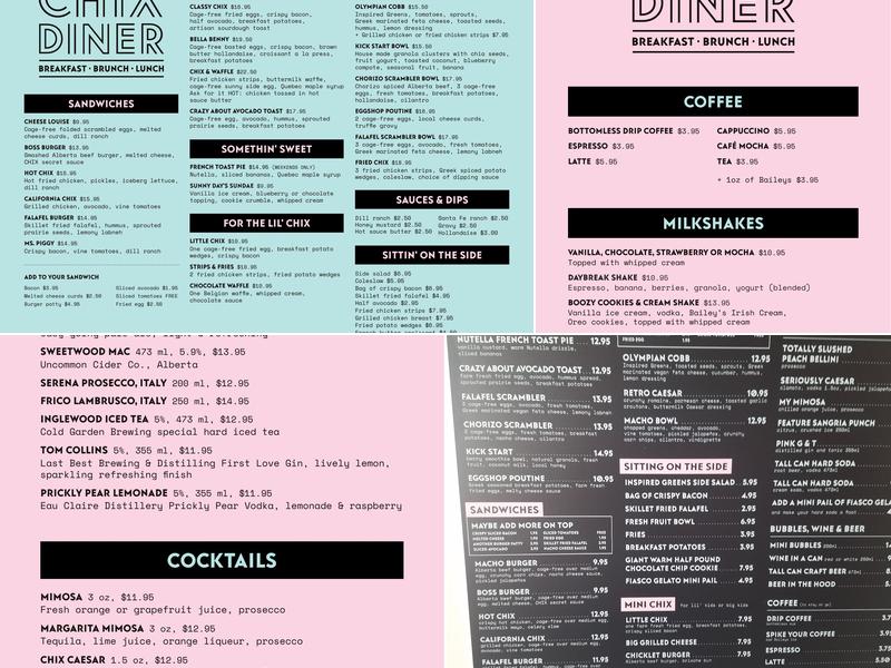 Chix Eggshop Menu