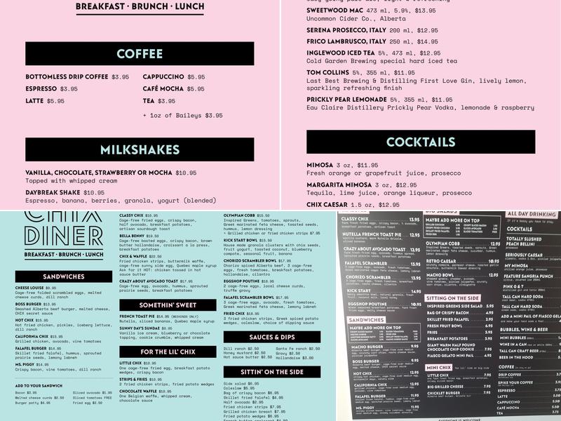 Chix Eggshop Menu