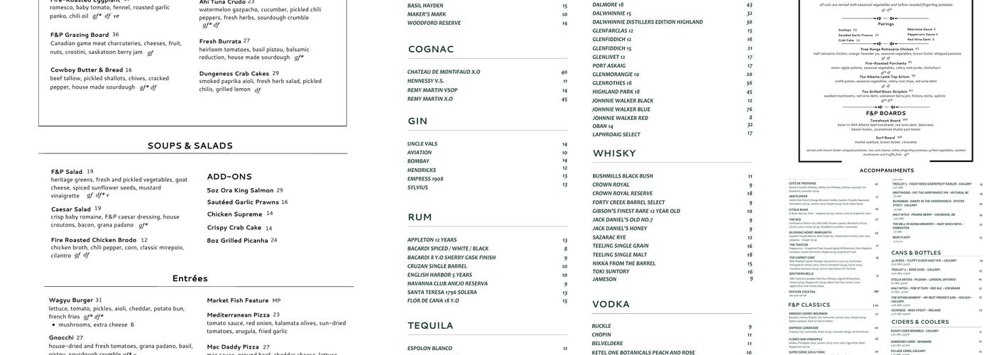 Flores & Pine Menu