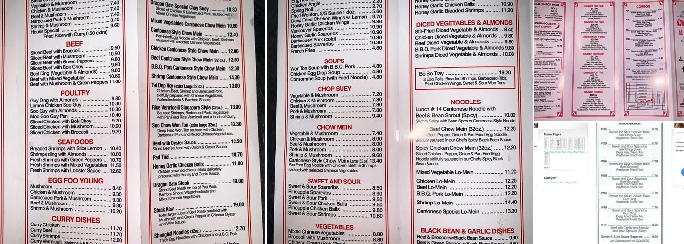 Dragon Gate Restaurant Menu