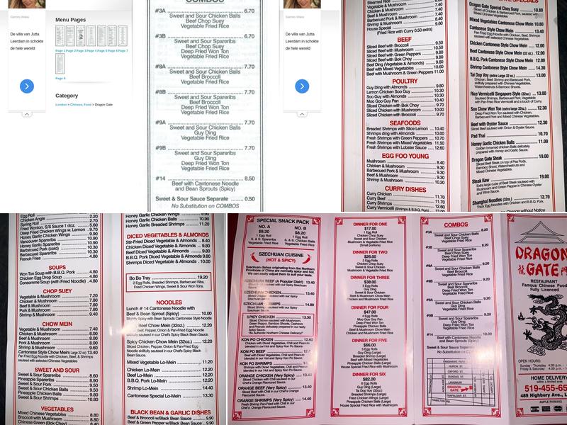 Dragon Gate Restaurant Menu