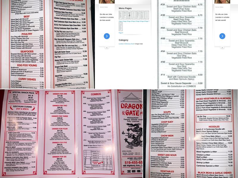 Dragon Gate Restaurant Menu