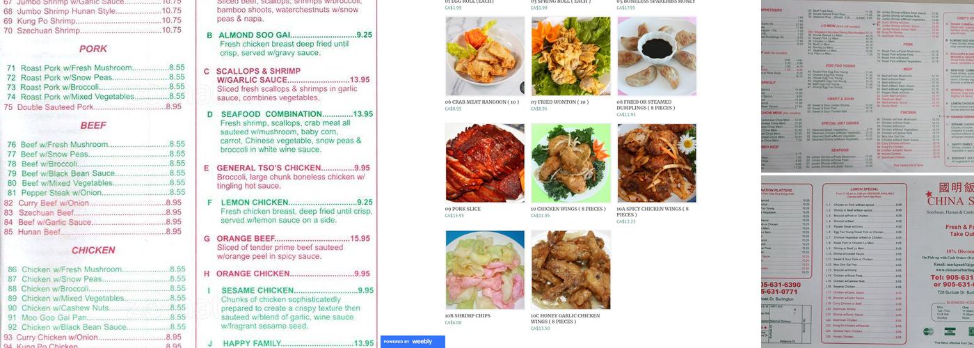 China Star Menu