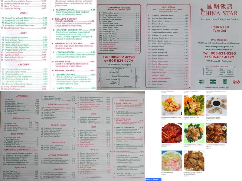 China Star Menu