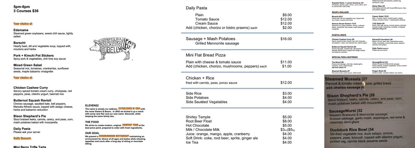Eleven22 Menu