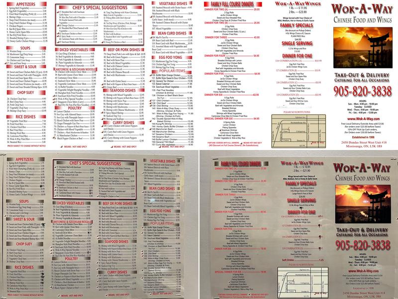 Wok-A-Way Chinese Food & Wings Menu