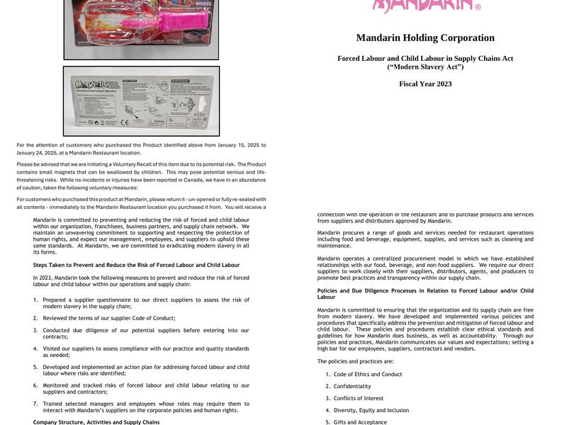 Mandarin Restaurant Menu